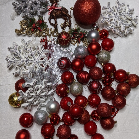 Unbranded Other - Assorted Christmas Tree Decorations Red Silver
